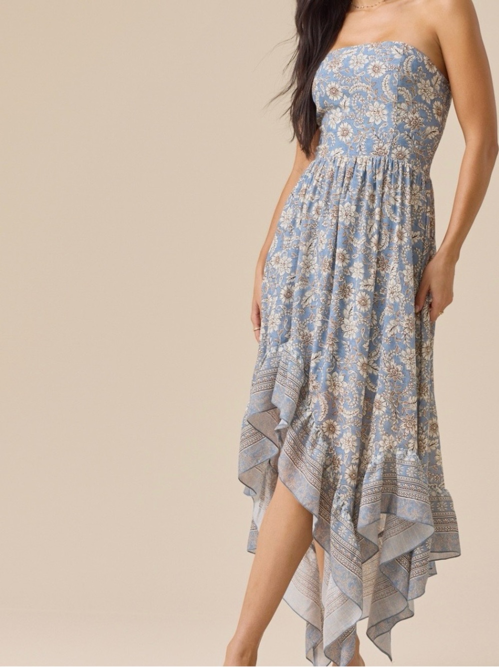 NEW Altar’d State Blue Floral Strapless Maxi Dress Size Large NWT